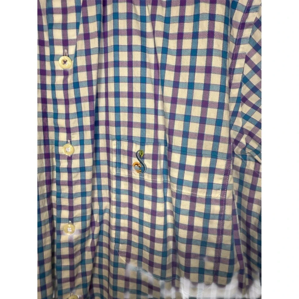 Peter Millar Men's Long Sleeve Button Down Shirt Checkered Pattern